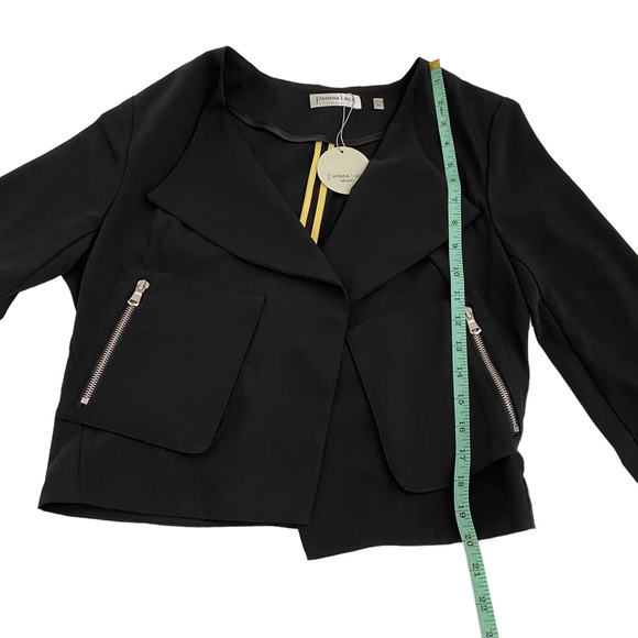 Patrizia Luca Milano Black Zipper Pocket Open Blazer Jacket, Size Large - Picture 6 of 9